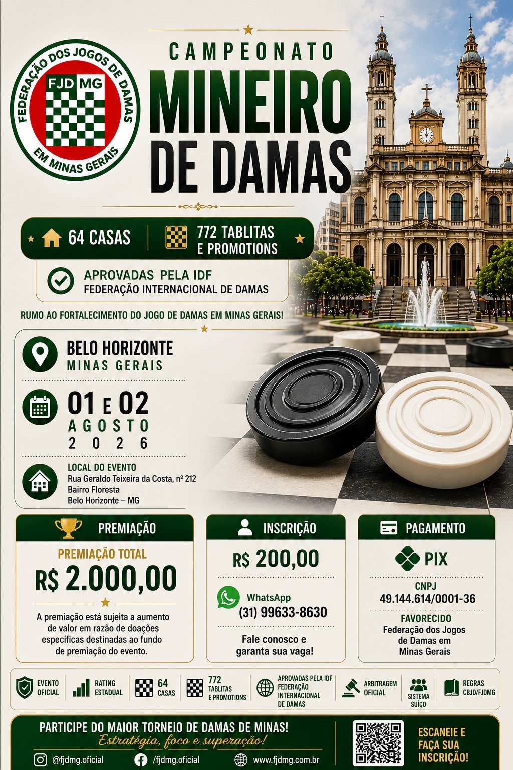 CAMPEONATO MINEIRO DE DAMAS DO ANO 2026